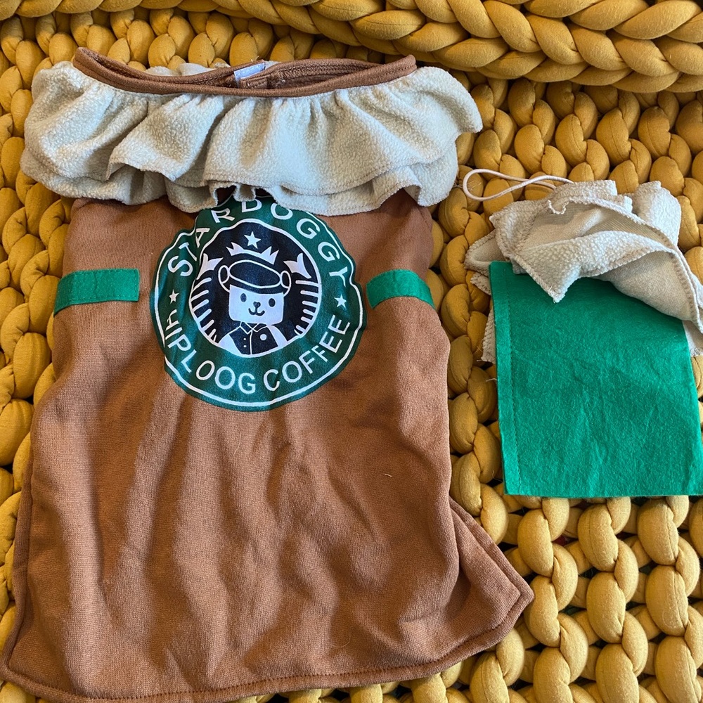 Brown Starbucks Dog Costume with Ruffle Collar